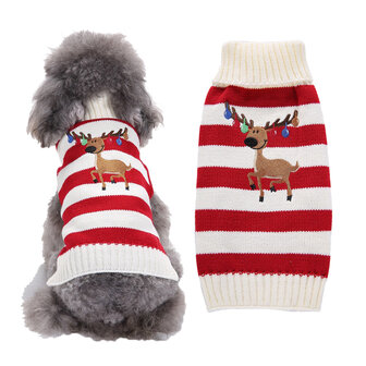 Honden Kersttrui Streep rood 