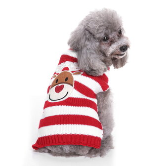 Kersttrui voor de hond streep rood
