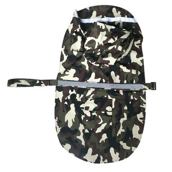 Waterproof regenjas - poncho voor honden met reflectie strip - Camouflage Groen