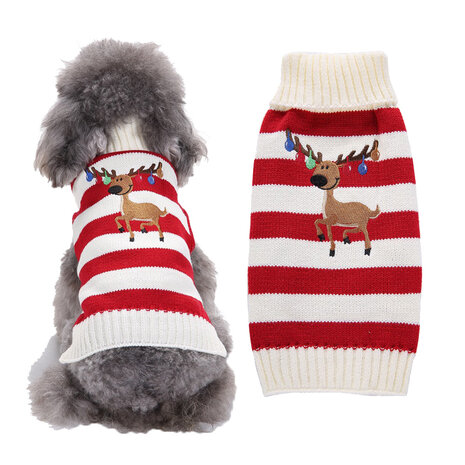 Honden Kersttrui Streep rood 