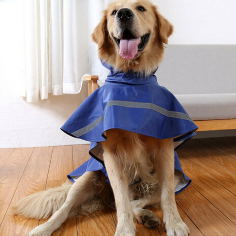 Waterproof regenjas voor honden met reflectie strip - BLAUW