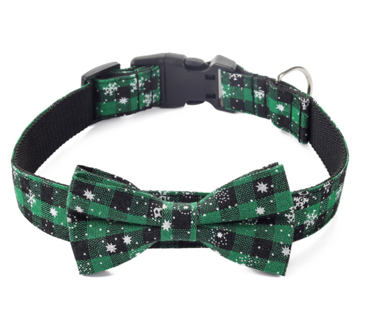Halsband met strik voor hond - Kerstmis Groen