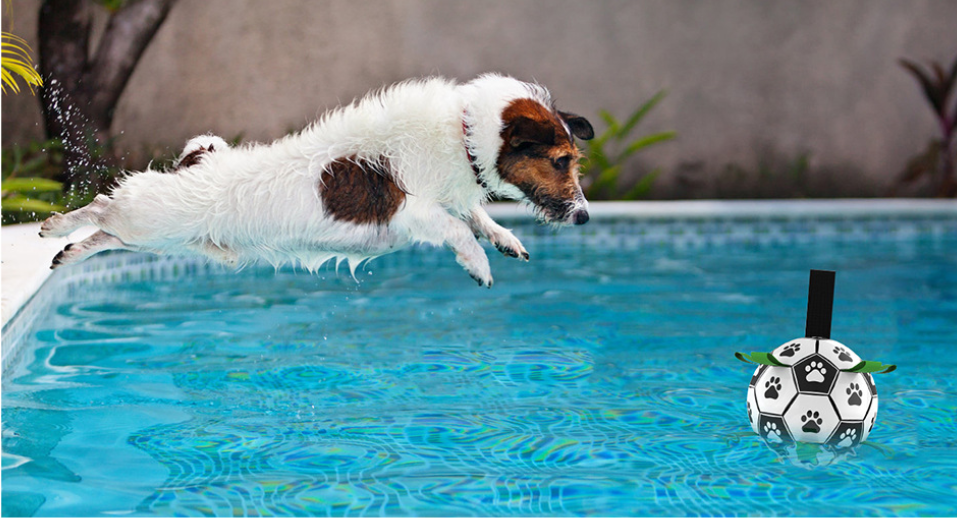 Honden Speelgoed Bal Voetbal Extra Sterk Met Handvaten  - 15 cm