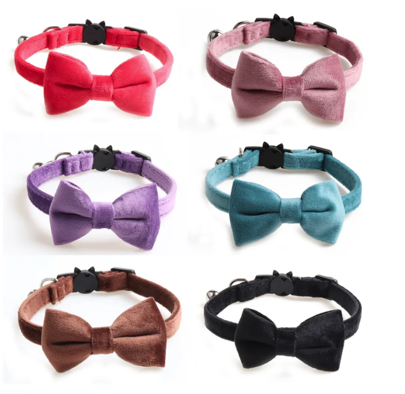 Kattenhalsband met strik Bruin Velvet