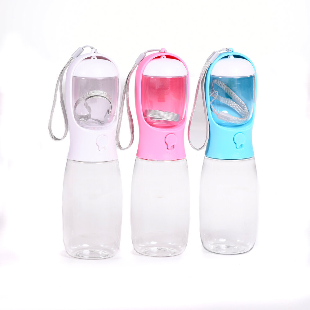 Dogs&amp;Co Honden Waterfles 300 ML  met voerbakje Pink