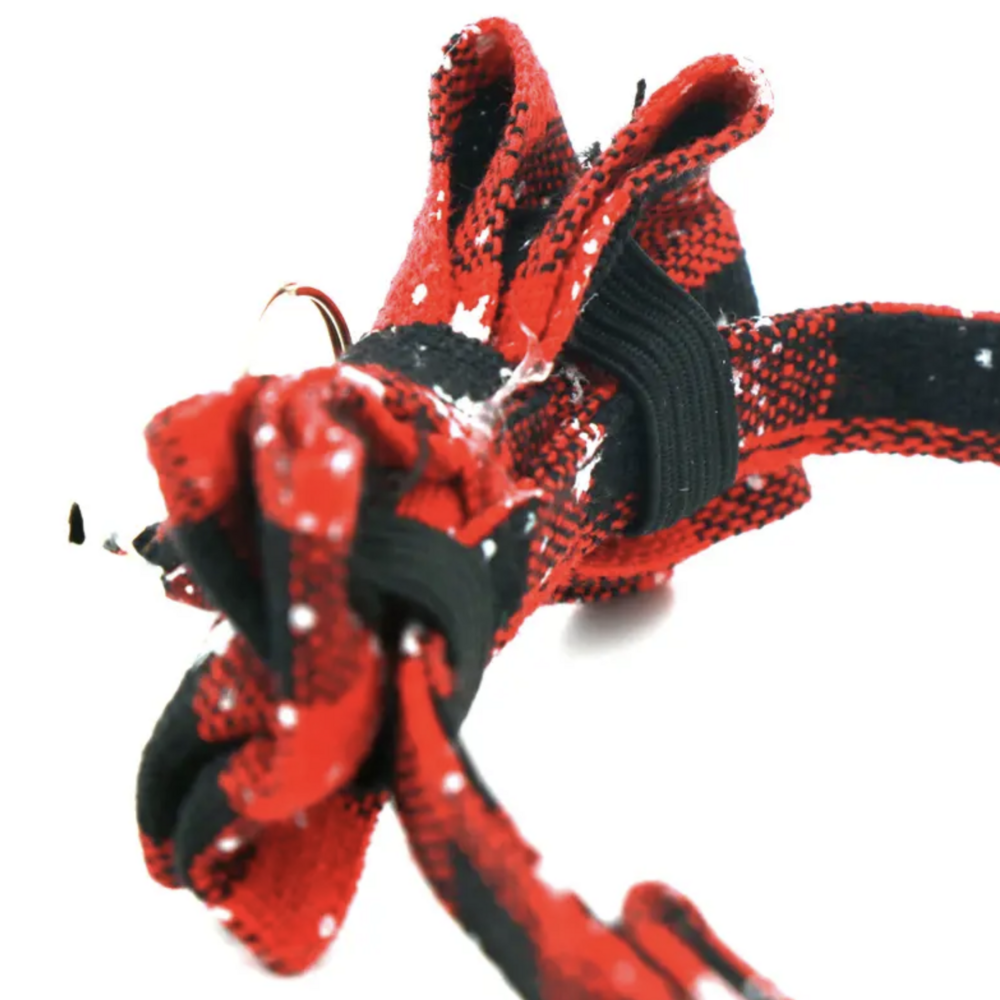 Kersthalsband met strik voor kat of kleine hond rood/blauw snowflakes belletje