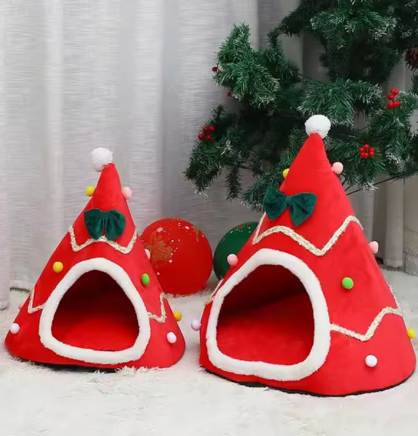 Kersthuisje voor kleine huisdieren rood Maat L