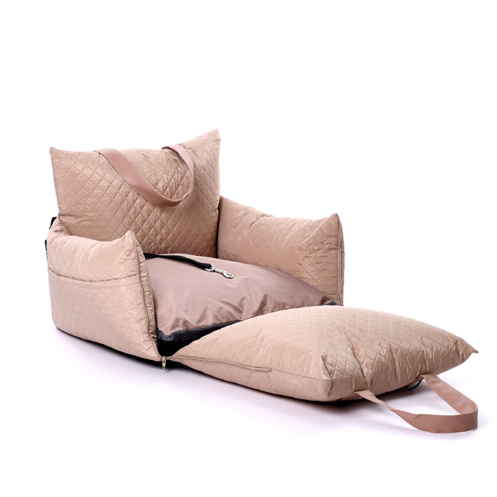 Dogs&amp;Co Luxe Honden autostoel  Royal+ Taupe Waterproof Quilt