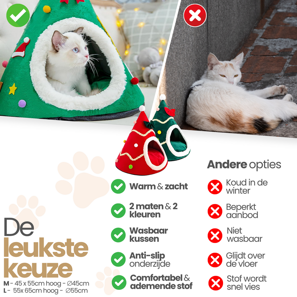 Cats&amp;Co&reg; Kersthuisje voor kleine huisdieren groen Maat L