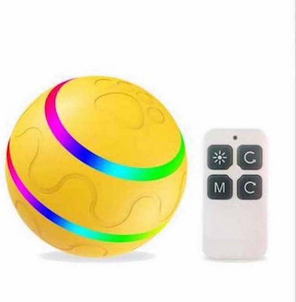 Slimme interactieve zelf rollende bal voor honden GEEL