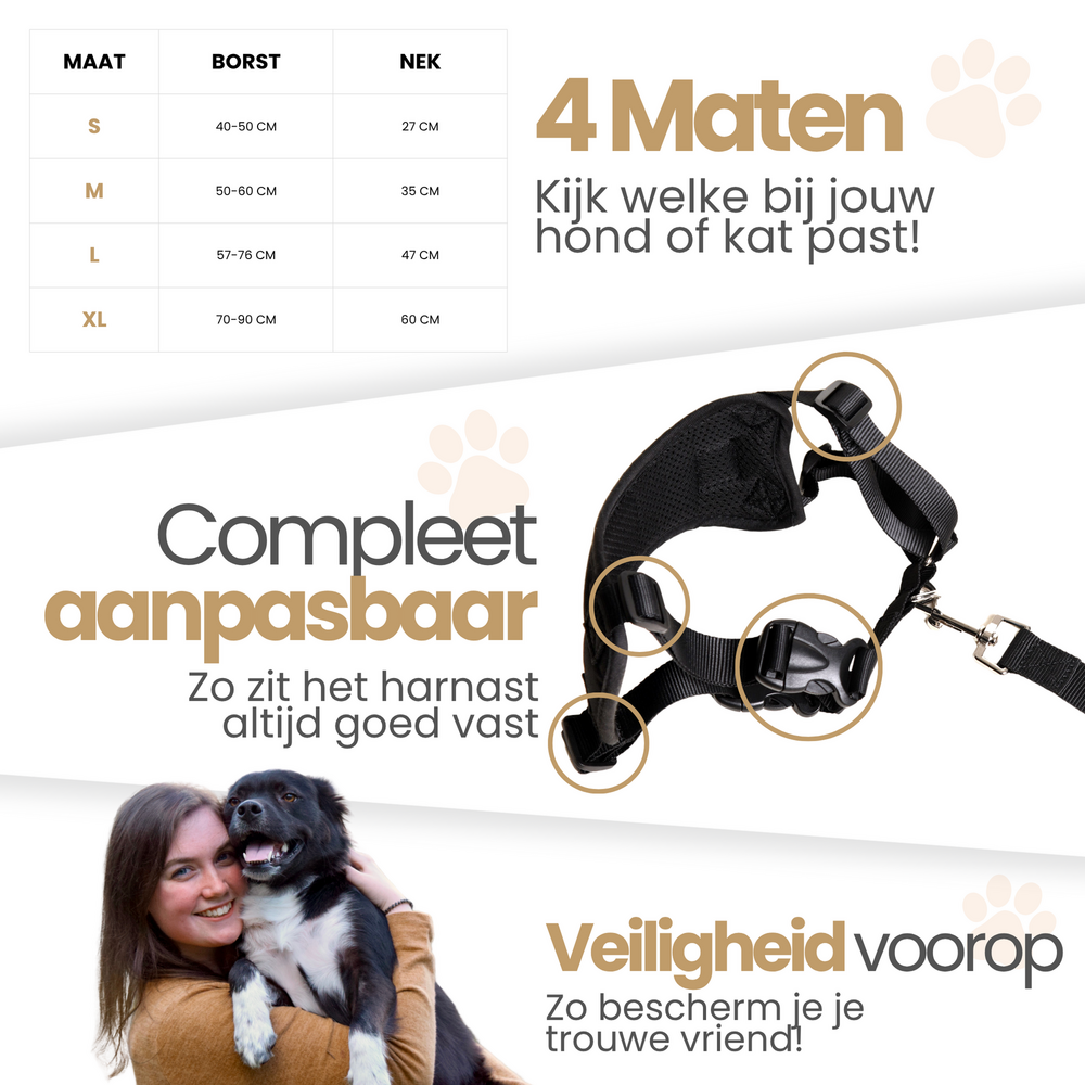 Dogs&amp;Co autoharnas Zwart incl. autogordel
