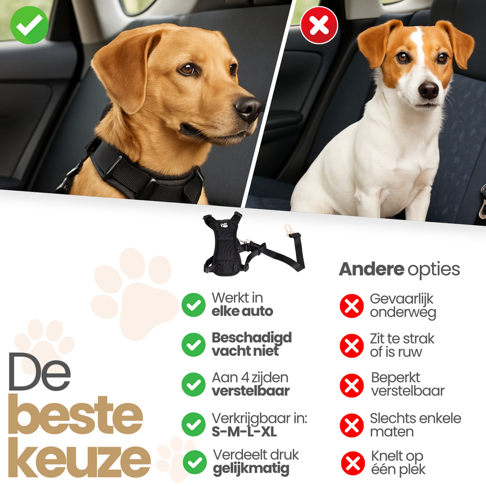 Dogs&amp;Co autoharnas Zwart incl. autogordel