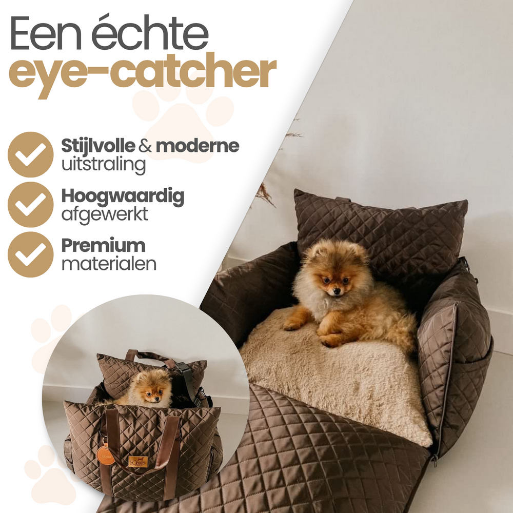 Dogs&Co Luxe Honden autostoel  Royal+  Beige Check  Waterproof Limited Edition