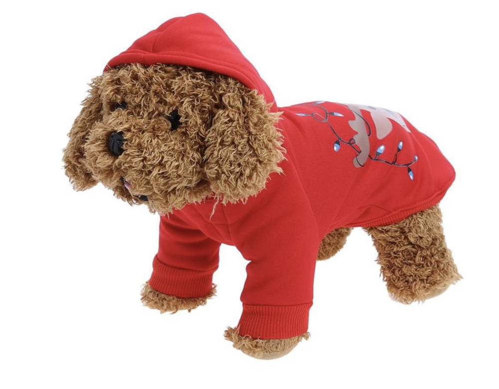 Honden Kerst Hoodie Rood -  Rudolf Light