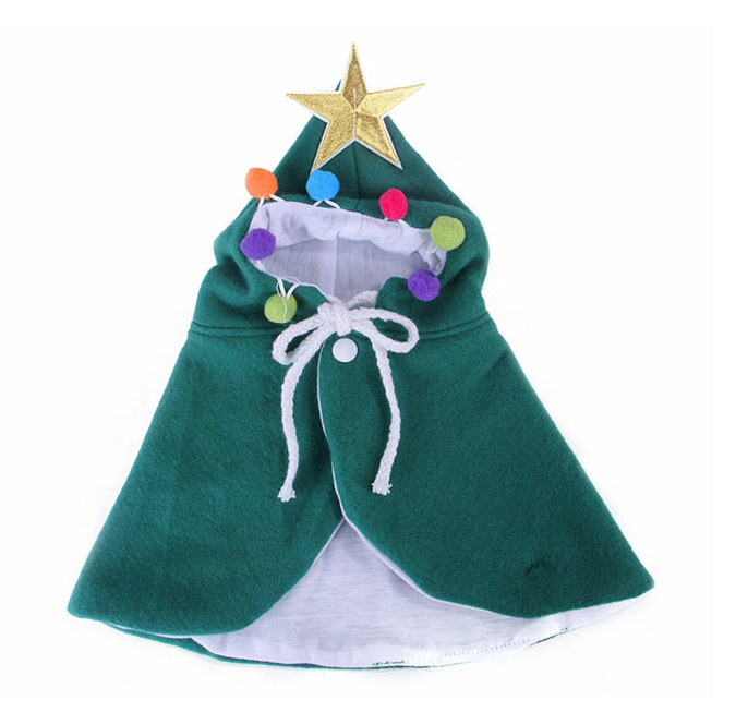 Kerstponcho Groen voor kleinehond of kat