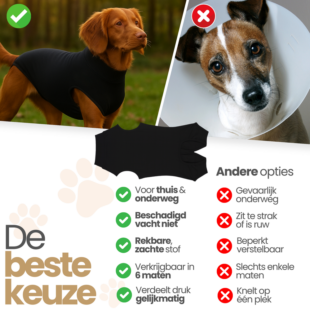 Dogs&amp;Co&reg; Honden Romper voor na de operatie Zwart