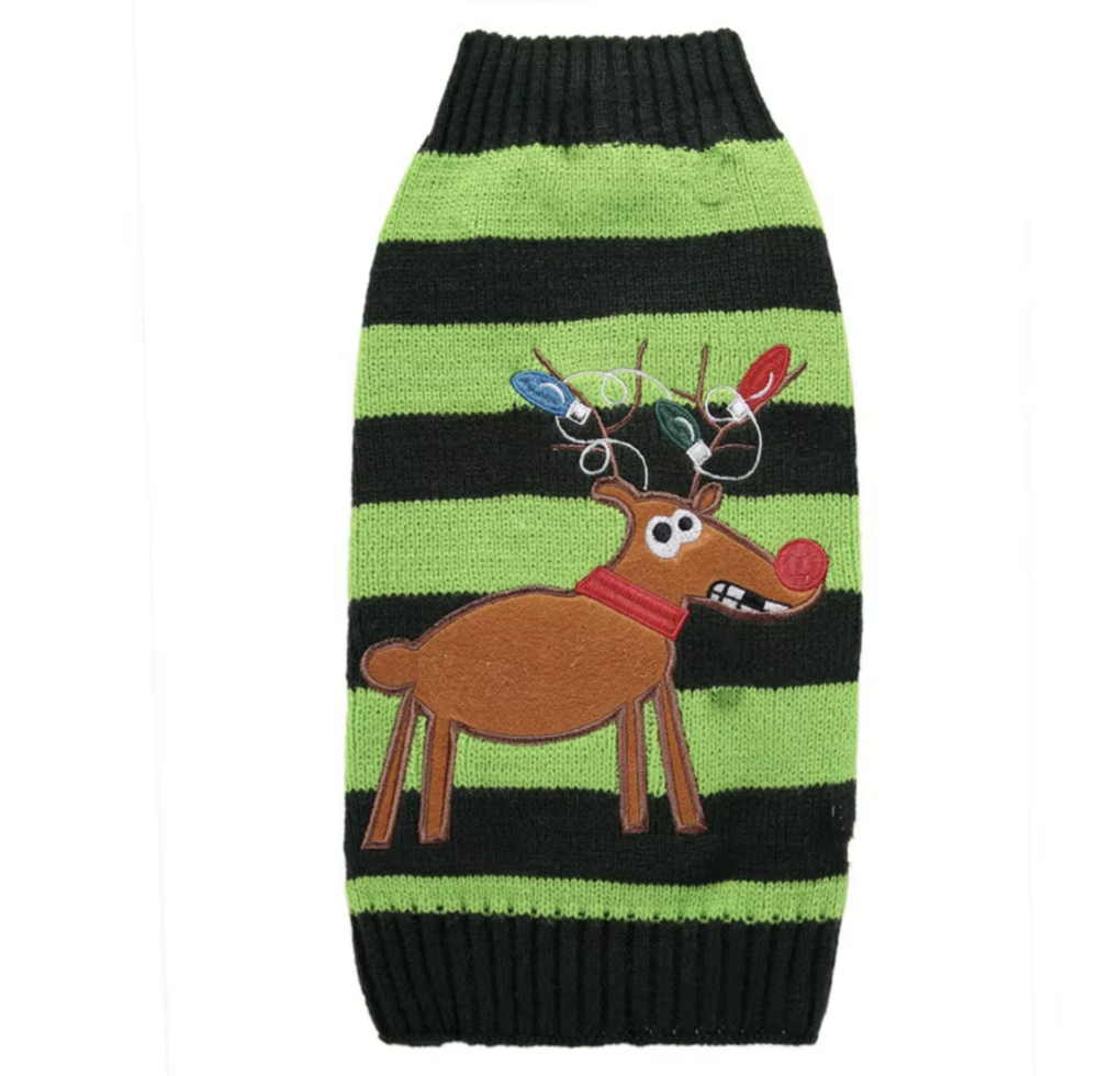 Honden &quot;Foute&quot; Kersttrui Groen Streep Eland