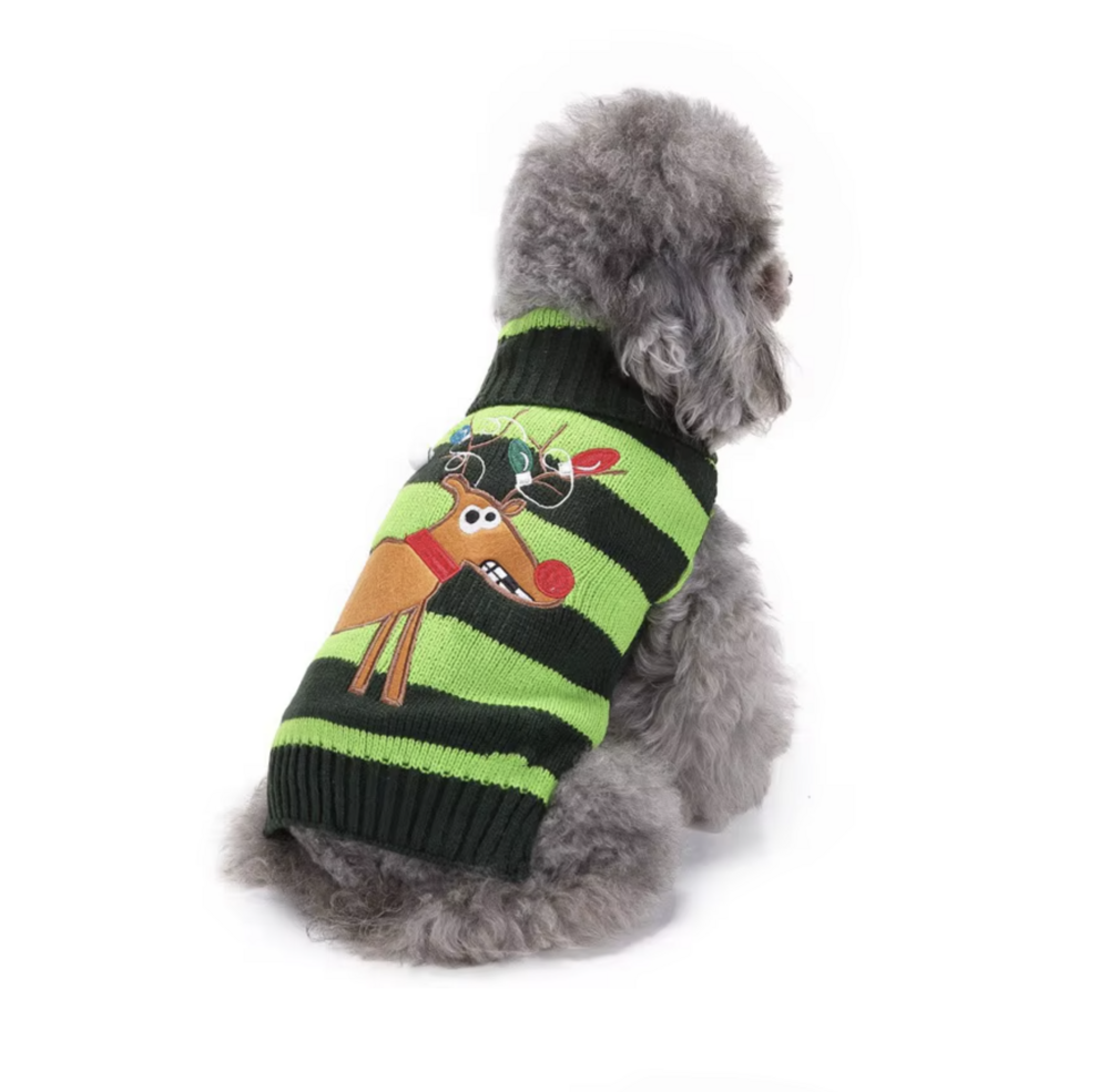 Honden &quot;Foute&quot; Kersttrui Groen Streep Eland