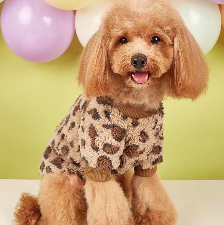 Teddy Fleece Hondentrui Leopard Beige 