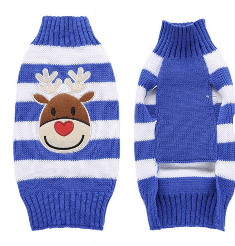 Honden Kersttrui Streep Blauw