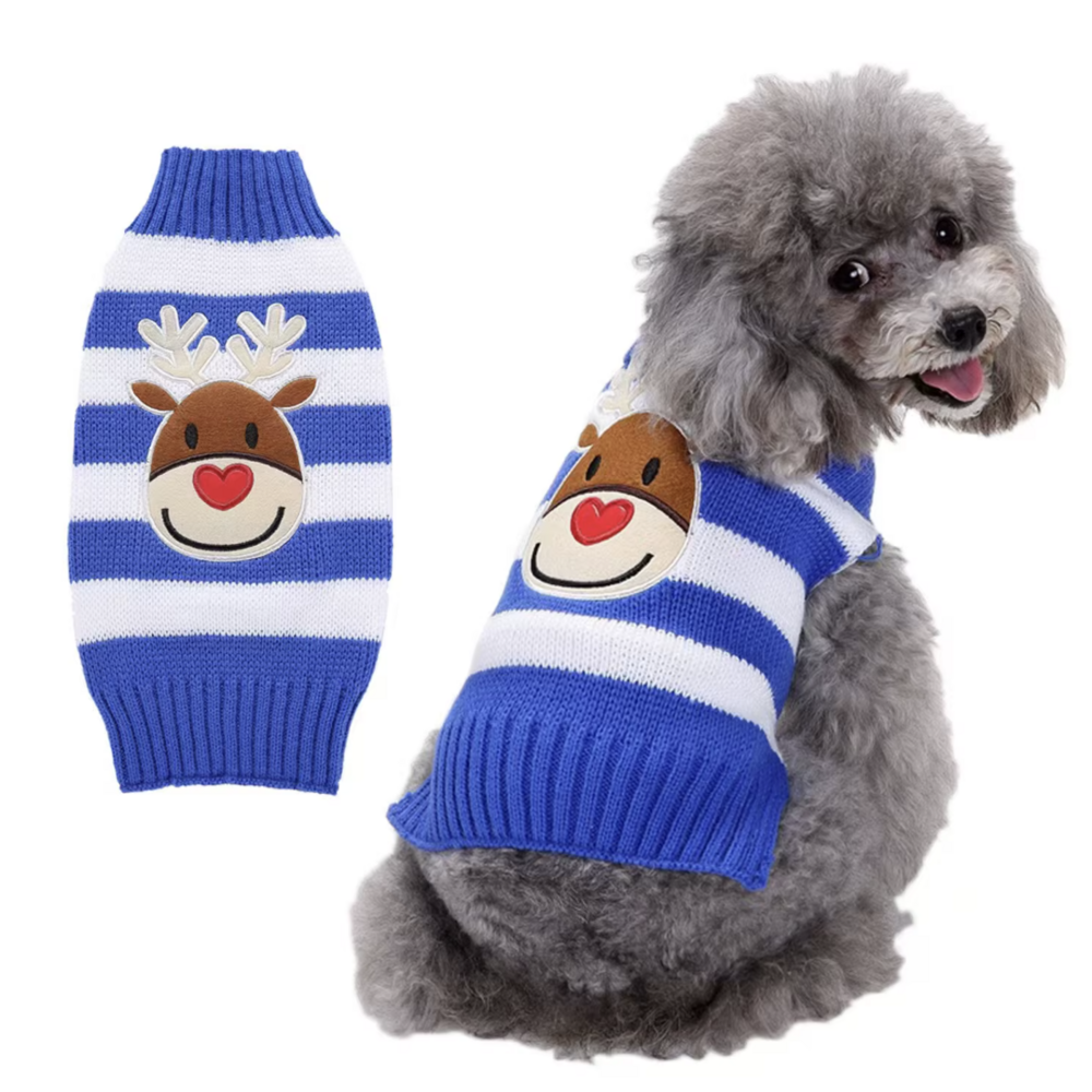 Honden Kersttrui Streep Blauw