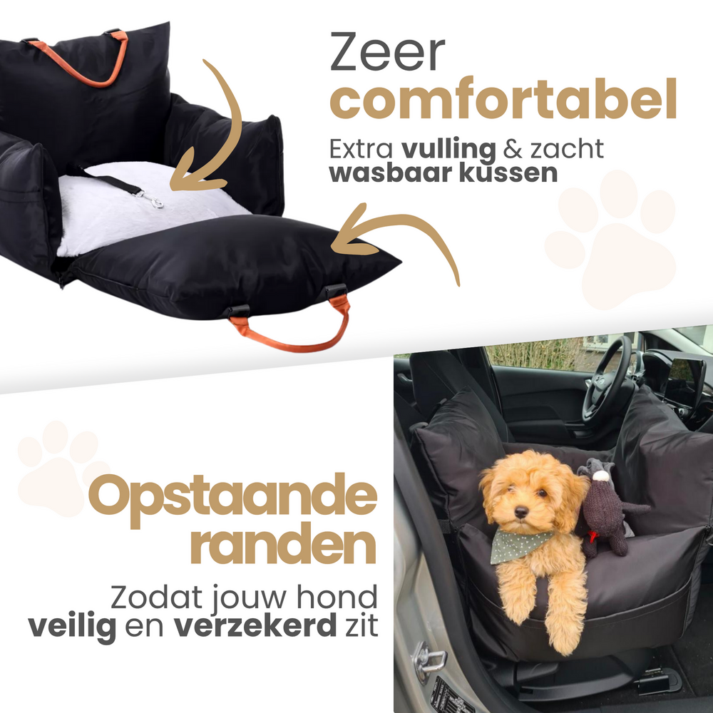 Dogs&amp;Co Luxe Honden autostoel  Royal+  Beige Check  Waterproof Limited Edition