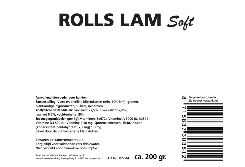 Dogs&amp;Co Snack Rolls Lam 200gram