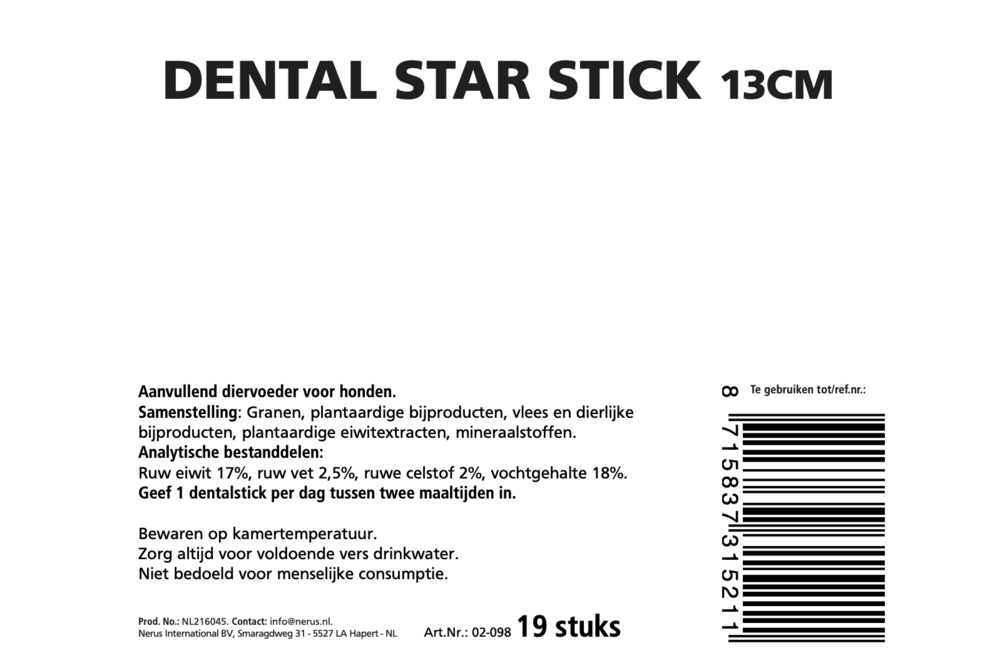 Dental Stick Hond 13 cm &ndash; 19 Stuks in Pot | Gebitsverzorging