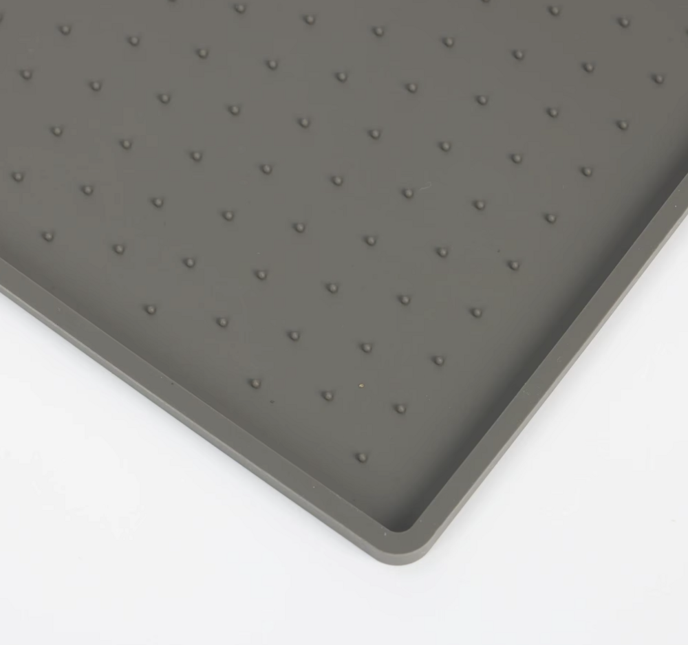 Antislip Voermat voor Huisdieren met Verhoogde Randen 48x30cm ZWART