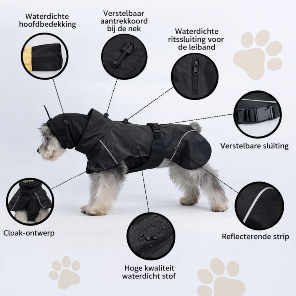 Dogs&amp;Co&reg; Paws Protect Regenjas voor Honden &ndash; Waterdichte Hondenjas met Reflectie