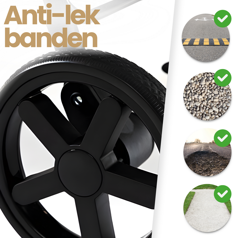 Dogs&amp;Co&reg; Hondenbuggy Deluxe Zwart - Opvouwbaar - Premium banden - RVS - Hond &amp; Kat - Hondenwagen - Huisdierenwagen