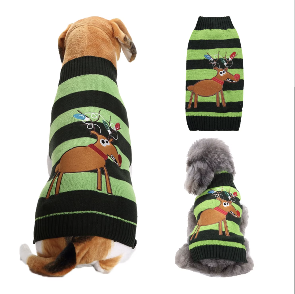 Honden "Foute" Kersttrui Groen Streep Eland
