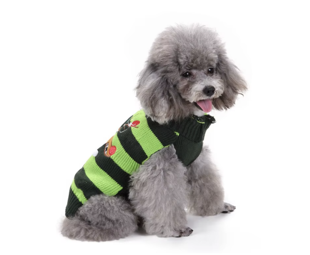 Honden "Foute" Kersttrui Groen Streep Eland