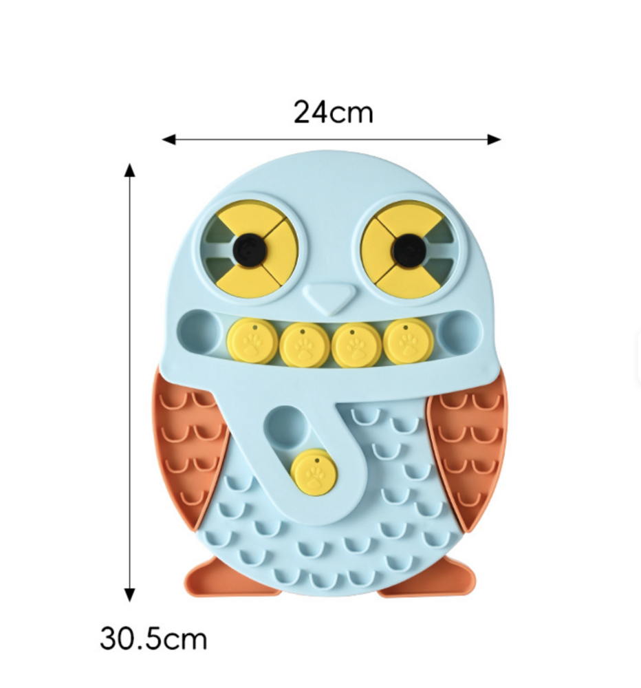 Interactief Denkspel voor Honden Blauw &ndash; Puzzel &amp; Snuffelspel &ndash; Anti Verveling &ndash; Uil &ndash; 30,5 cm
