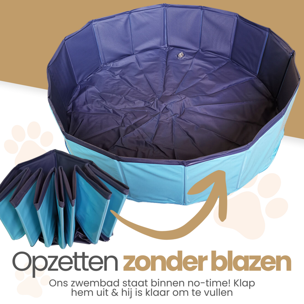 Honden Zwembad Opvouwbaar 80x20 &ndash; Stevig PVC &ndash; Anti Slip &ndash; Voor Tuin &ndash; Groot &amp; Klein &ndash; Dogs&amp;Co
