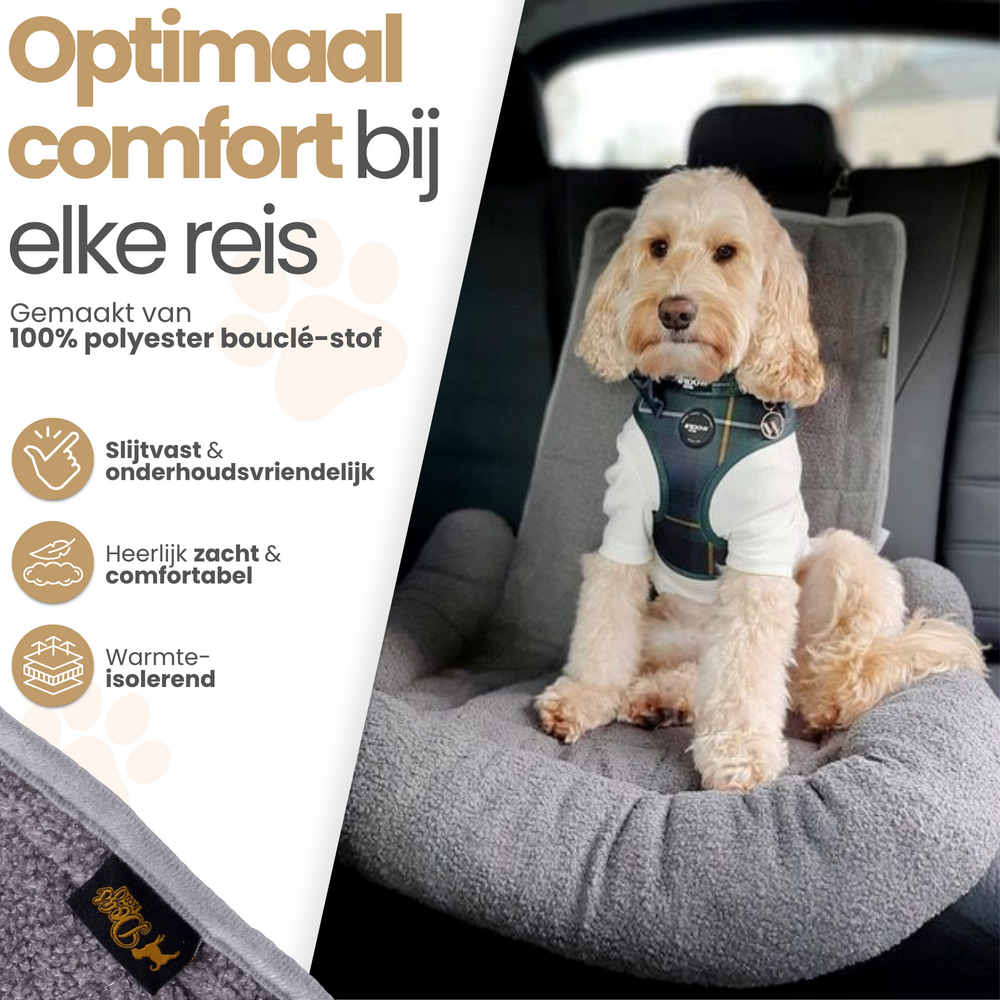 Dogs&amp;Co Autostoel beschermer Groen Boucle incl autogordel