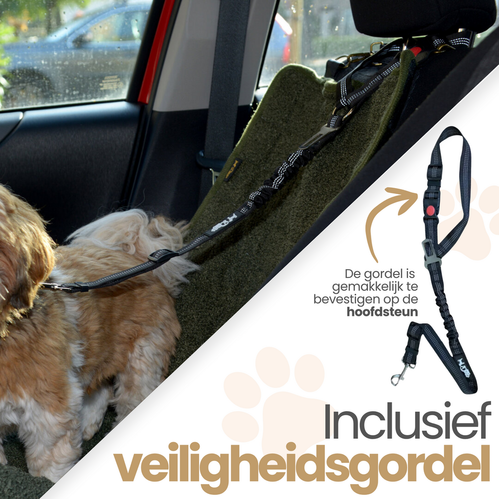 Dogs&amp;Co Autostoel beschermer Groen Boucle incl autogordel