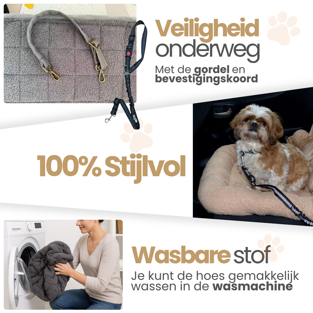 Dogs&amp;Co Autostoel beschermer Groen Boucle incl autogordel