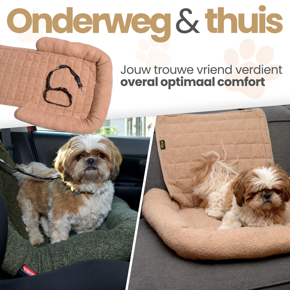 Dogs&amp;Co Autostoel beschermer Groen Boucle incl autogordel