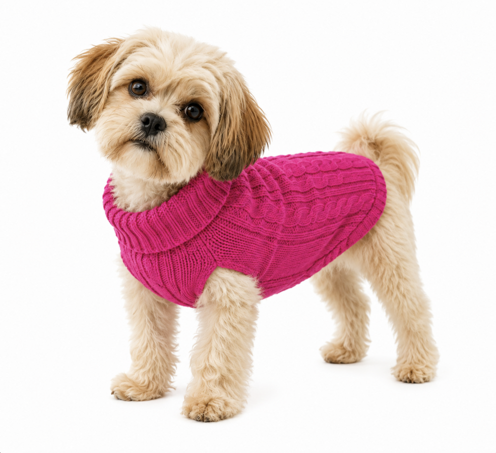 Honden Trui Gebreid &ndash; Warme Puppy &amp; Kleine Hond Trui &ndash; Zachte Kabel Knit Sweater voor Herfst &amp; Winter &ndash; Fuchsia Roze