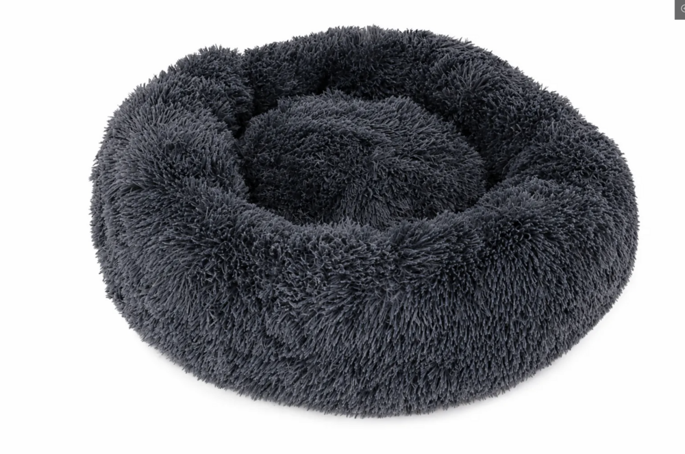 MILO Hondenmand 80 cm - Donut Hondenbed voor Hond en Kat - Zacht Pluche - Donkergrijs