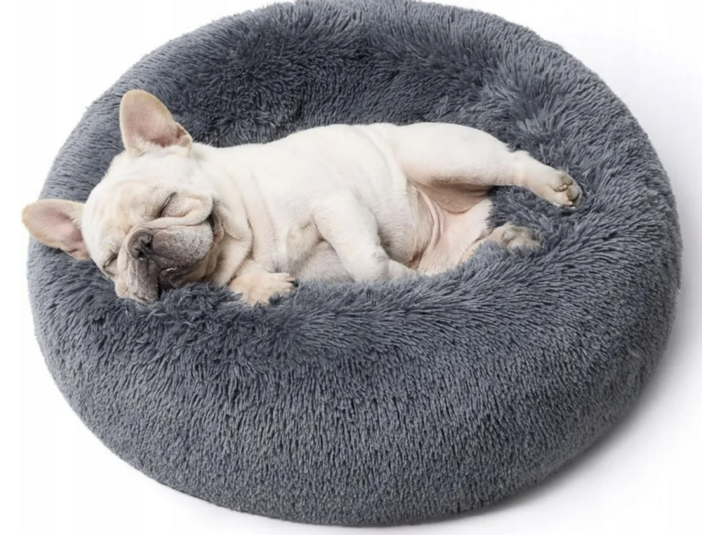 MILO Hondenmand 80 cm - Donut Hondenbed voor Hond en Kat - Zacht Pluche - Donkergrijs