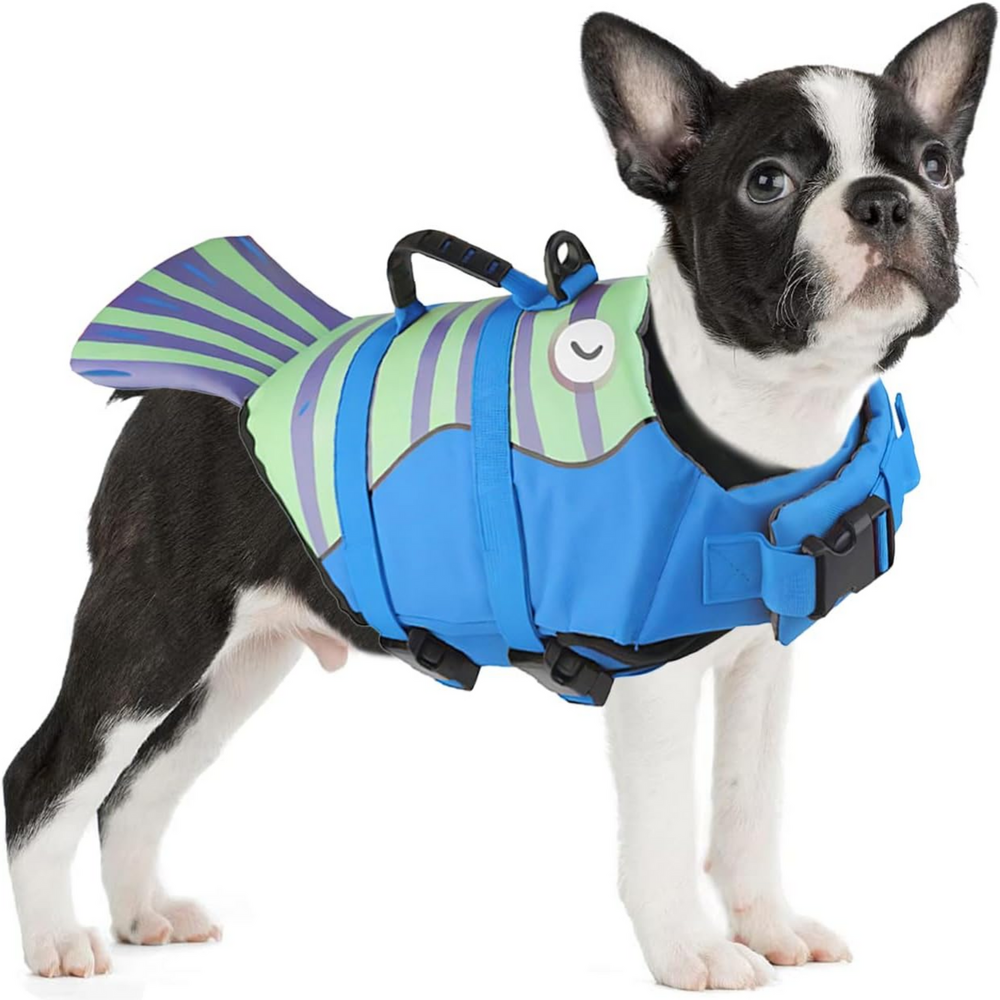 Honden Zwemvest Garnaal &ndash; Veiligheidsvest voor Honden &ndash; Met Handvat &ndash; Verstelbaar &ndash; Blauw