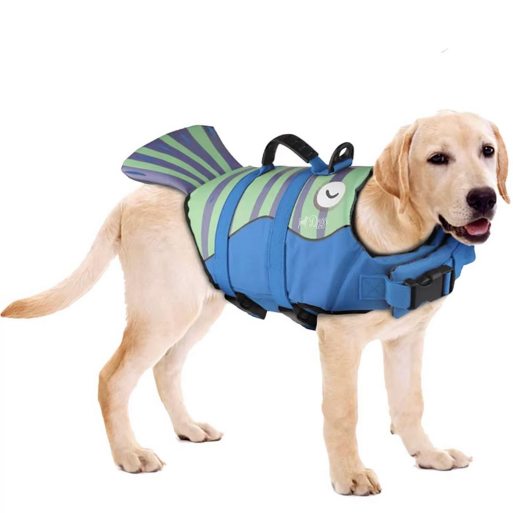 Honden Zwemvest Garnaal &ndash; Veiligheidsvest voor Honden &ndash; Met Handvat &ndash; Verstelbaar &ndash; Blauw