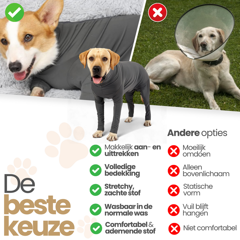 Dogs&amp;Co&reg; Medisch Bodysuit - Operatie jumpsuit Grijs - Operatiepak voor de hond grijs