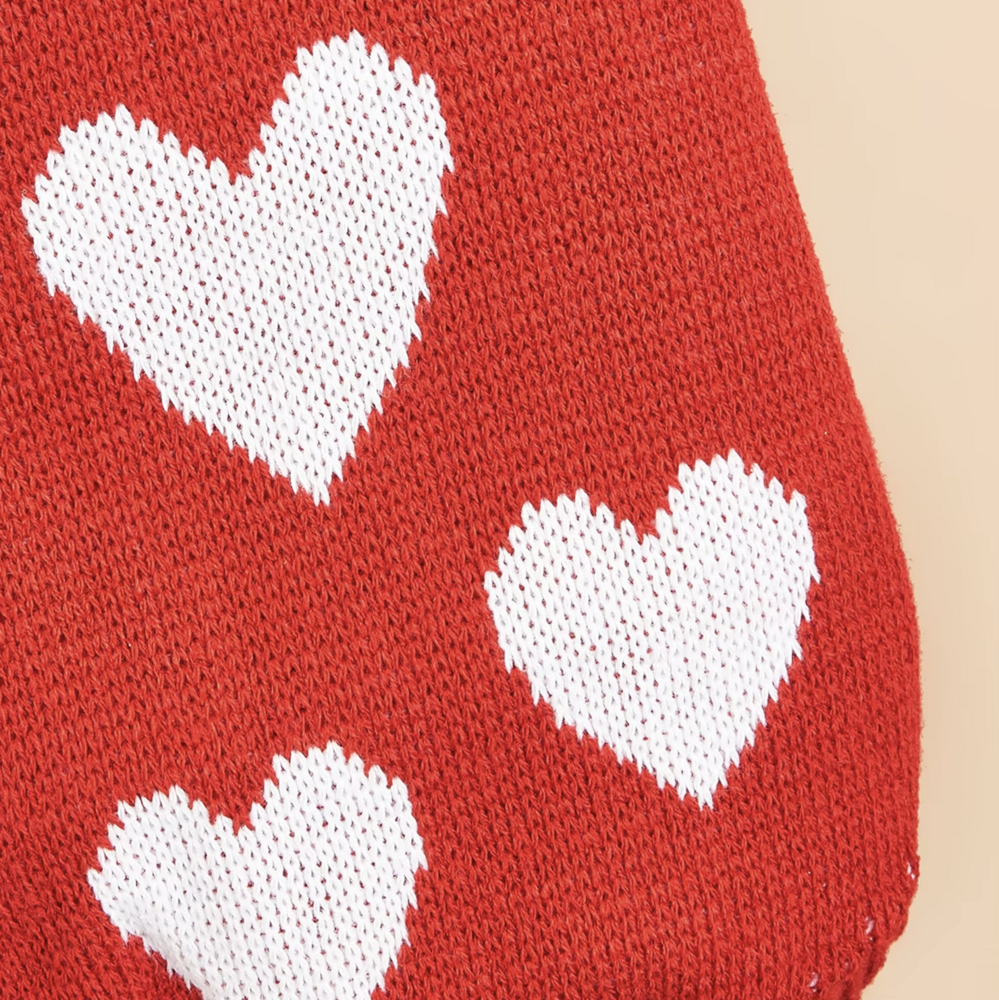 Dogs&amp;Co Honden Trui Hearts Rood &ndash; Warme Gebreide Hondentrui met Hartjes