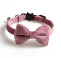 Kattenhalsband met strik Roze Velvet