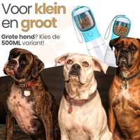 Dogs&amp;Co Honden Waterfles 300 ML  met voerbakje Wit