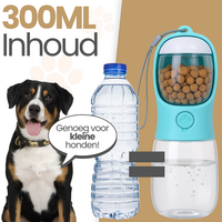 Dogs&amp;Co Honden Waterfles 300 ML  met voerbakje Roze