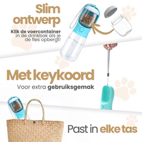 Dogs&amp;Co Honden Waterfles 300 ML  met voerbakje Roze